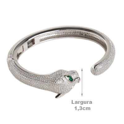 Bracelete de Prata Pantera com Zircônias - 57723