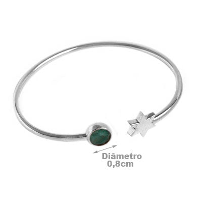 Bracelete de Prata Estrela com Esmeralda
