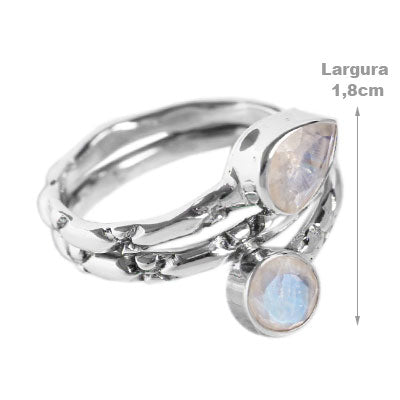 Anel de Prata com Pedra da Lua - 58274