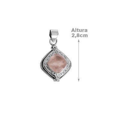 Pingente de Prata com Quartzo Rosa 