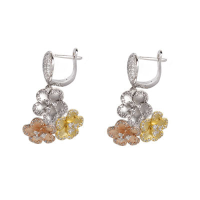 Brinco de Prata Flores com Zircônias