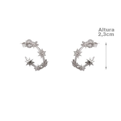 Argola de Prata Estrela com Zircônias 