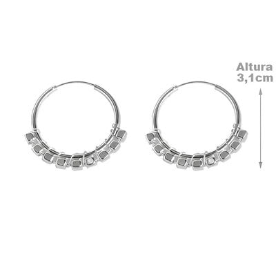 Argola de Prata com Cubos 