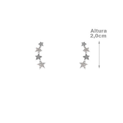 Brinco de Prata Contorno de Orelha (Ear Cuff) Estrelas - 59253