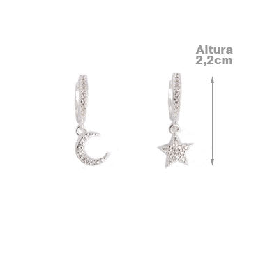 Argola de Prata Lua e Estrela -59310