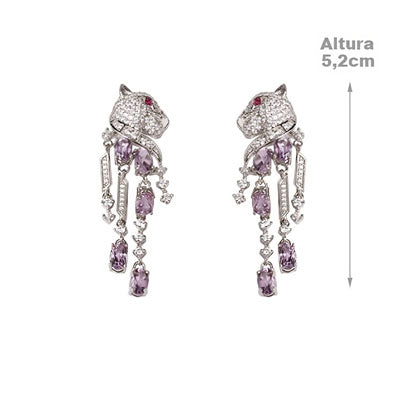 Brinco de Prata Pantera com Zircônias - 59335