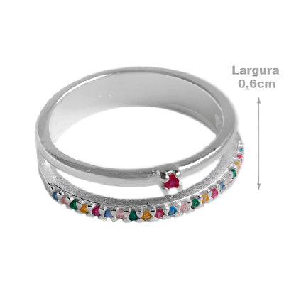Anel de Prata com Zircônias - 59452