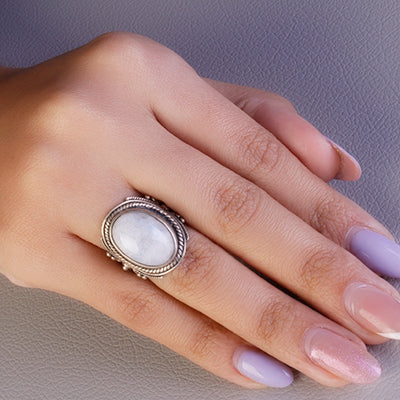 Anel de Prata com Pedra da Lua - 60511