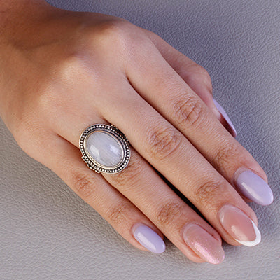 Anel de Prata com Pedra da Lua - 60560