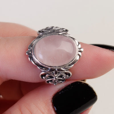 Anel de Prata com Quartzo Rosa - 60679