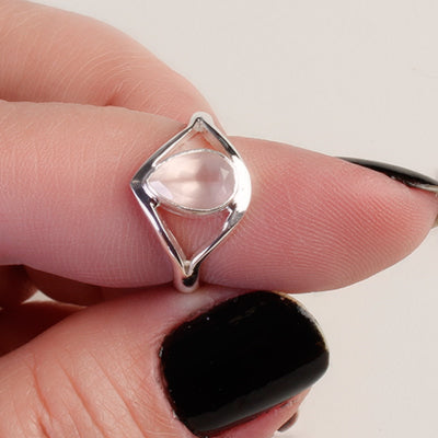 Anel de Prata com Quartzo Rosa - 60687