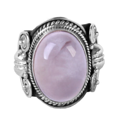 Anel de Prata com Quartzo Rosa - 60700