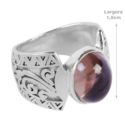 Anel de Prata com Quartzo Fumê - 60744