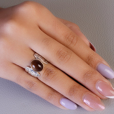 Anel de Prata com Quartzo Fumê - 60744