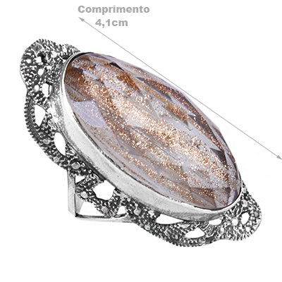 Anel de Prata com Pedra do Sol - 60756