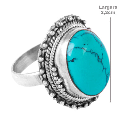 Anel de Prata com Turquesa - 61306
