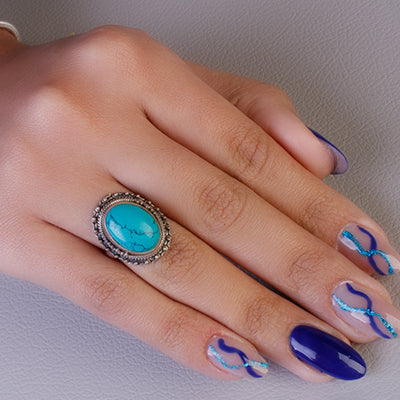 Anel de Prata com Turquesa - 61306