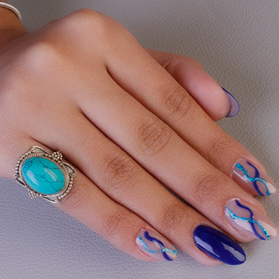 Anel de Prata com Turquesa- 61307