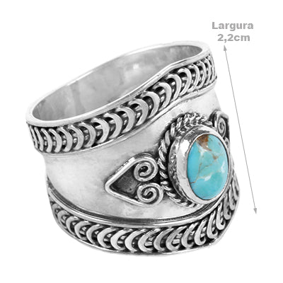 Anel de Prata com Turquesa- 61466