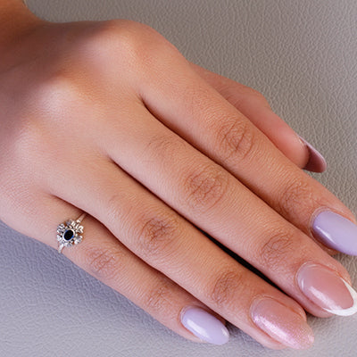 Anel de prata com flor- 61489