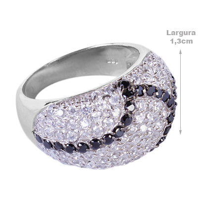 Anel de Prata com Zircônias - 61499