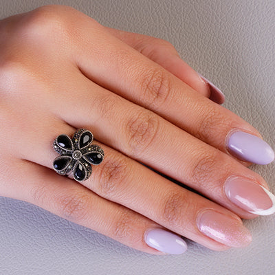 Anel de Prata com Flor- 61501