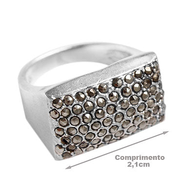 Anel de prata com Marcassita- 61536