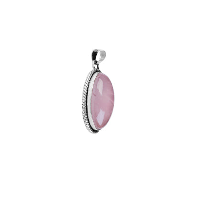 Pingente de Prata com Quartzo Rosa- 62898