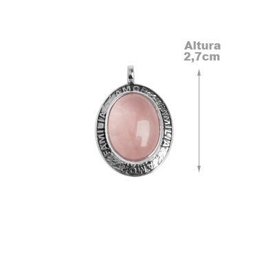 Pingente de Prata com Quartzo Rosa - 62899