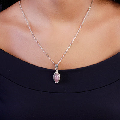 Pingente de Prata com Quartzo Rosa - 62902