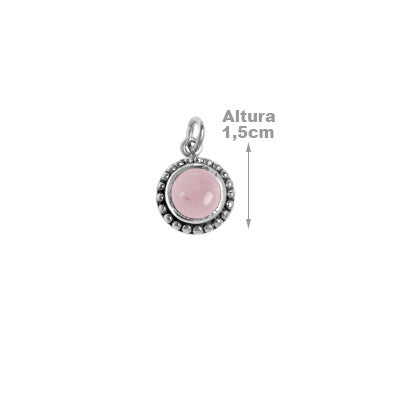 Pingente de Prata com Quartzo Rosa - 63111