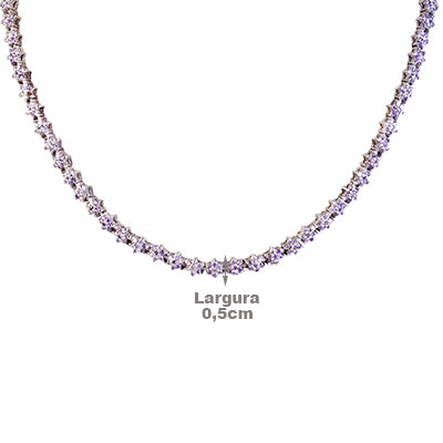 Gargantilha de Prata com Flor- 63347