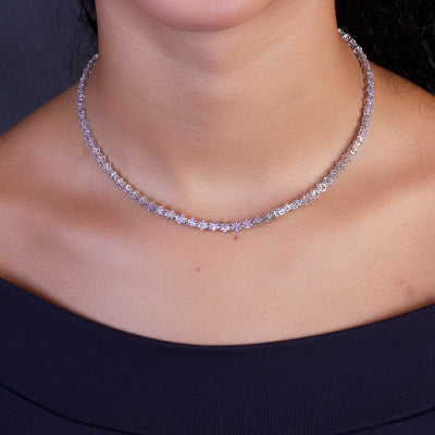 Gargantilha de Prata com Flor- 63347
