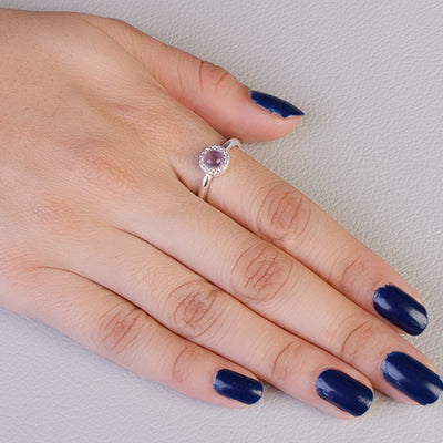 Anel de Prata com Ametista- 63504