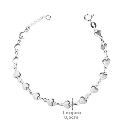 Pulseira de Prata Coração - 63542