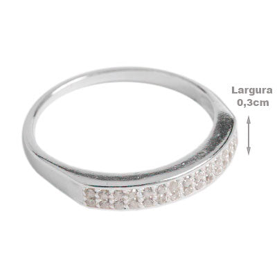 Anel de Prata Aparador com Zircônias - 63660