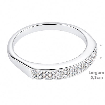 Anel de Prata Aparador com Zircônias - 63660