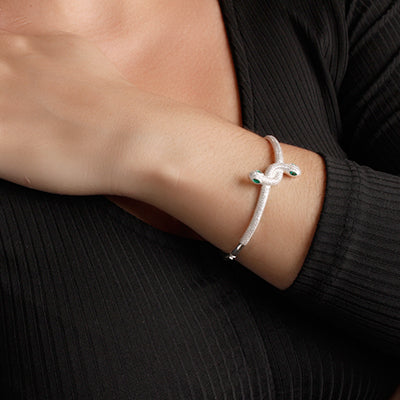 Bracelete de Prata Serpente/Cobra com Zircônias - 63755