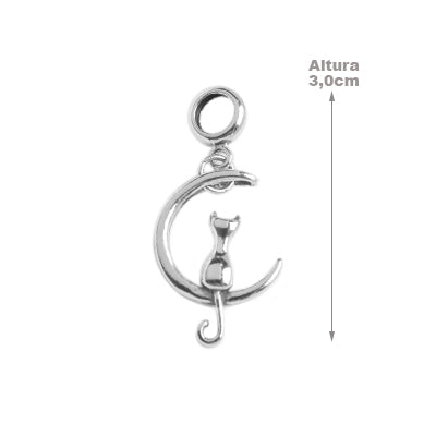 Berloque de Prata Lua e Gato - 63798