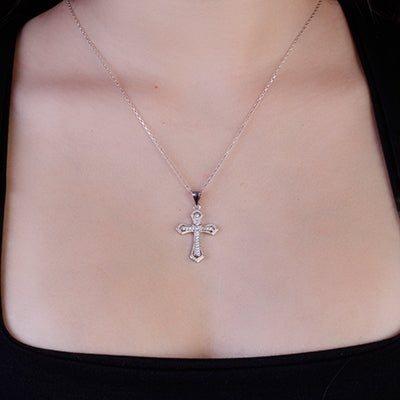Pingente de Prata Cruz com Zircônia - 63941