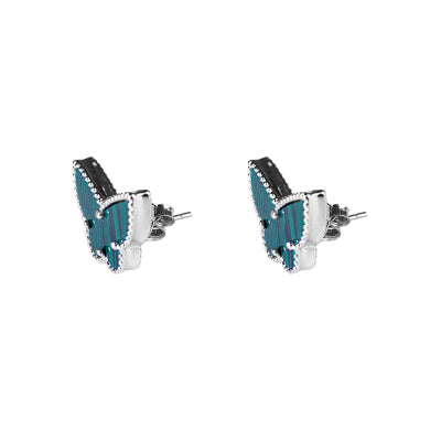 Brinco de Prata Borboleta com Malaquita - 63945