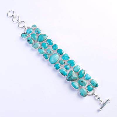 Pulseira de Prata com Turquesa - 64072