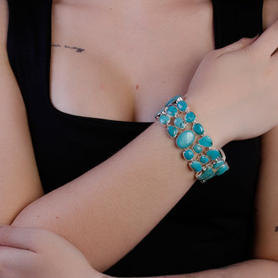 Pulseira de Prata com Turquesa - 64072