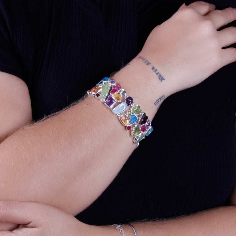 Pulseira de Prata Pedras - 64073