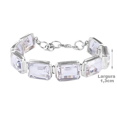 Pulseira de Prata com Cristal  - 64080