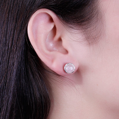 Brinco de Prata com Quartzo Rosa - 64151