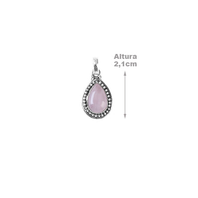 Pingente de Prata com Quartzo Rosa - 64188