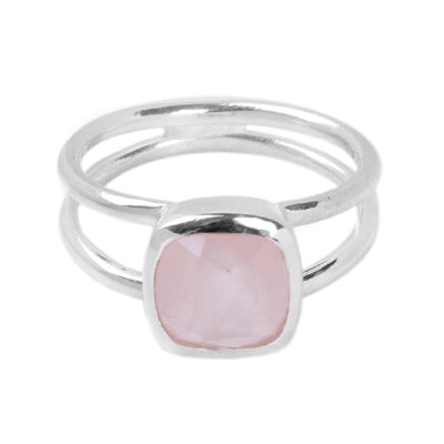 Anel de Prata com Quartzo Rosa - 64412