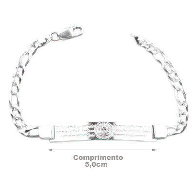Pulseira de Prata Placa São Bento - 64470