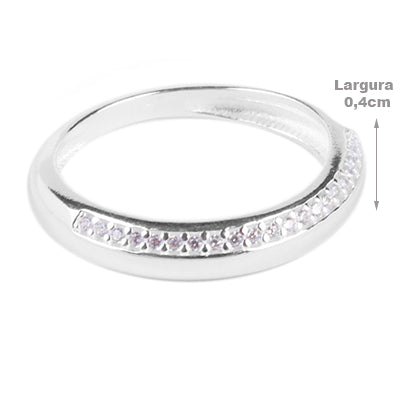 Anel de Prata Aparador com Zircônias - 64629